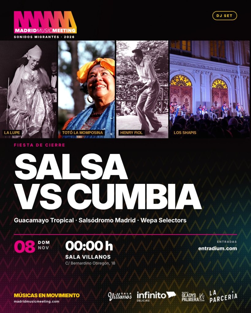 Cartel de la fiesta Salsa vs. Cumbia en Sala Villanos
